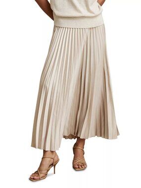 Reiss Seren Pleated Maxi Skirt in Champgne